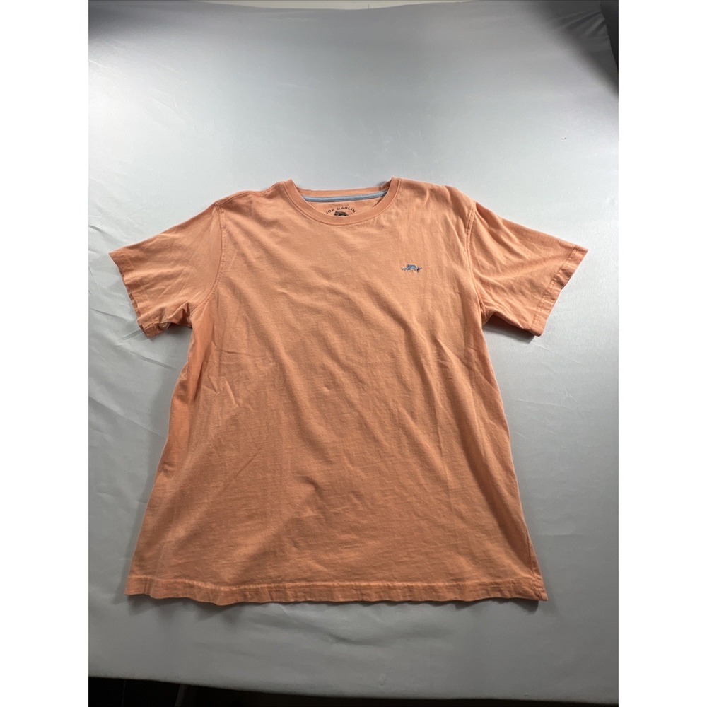 Joe Marlin Mens Orange Crewneck Marlin‎ Logo T-Shirt Size L 100% Cotton